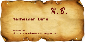 Manheimer Bere névjegykártya